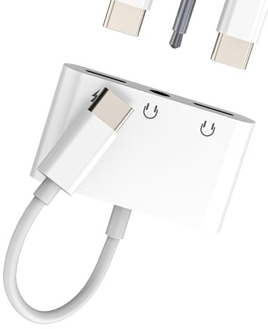 Adapter Dual USB C Klinke 3,5 mm Anschluss Kopfhörer Ladegerät für iPhone 16 15 Kopfhörerbuchse Audio für Apple kompatibel mit Samsung für Apple iPad Pro Splitter AUX DAC Auto Typ C Kabel
