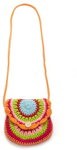 By Bers Häkel Tasche Umhängetasche Kindergartentasche gehäkelt für Kinder Mädchen und Jungen hochwertige Handarbeit (Häkeltasche_bunt_orange)