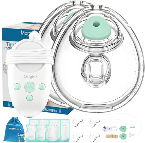 Mom-Nature Tire Lait Electrique Mains Libres, Rechargeable, Doux et Adaptable Allaitement Tire Pour les Mamans, Portable et Tire Lait Silencieux