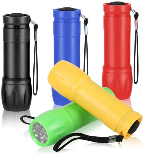Kssvzz 5 Pièce Lampe de Poche Enfant, LED Mini Lampe de Poche, Petite Lampe de Poche avec Lanyard, Lampe Torche pour Camping Randonnée Outdoor
