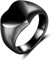 Skcess Ringe Herren Schwarz, Ring Frauen Edelstahl Polierte Herzform Ring 52 (16.6)