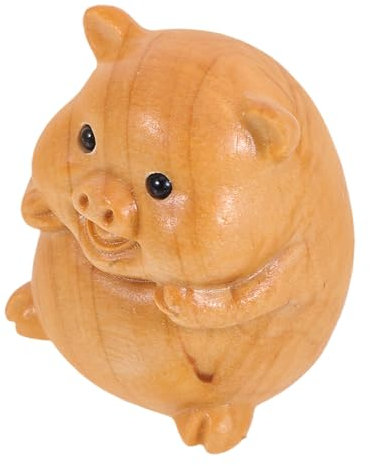 VINTORKY Schweinestatue Aus Thujaholz Badetuchhaken Spielzeughammer Puppenhaus Hängende Statuen Bienen-stirnbänder Handwerkliche Statuen Stickmaschine Binder Teile-Logo Brown
