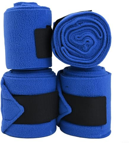 4 x Pferdebeinbandagen für Reiten, Show-Performance, weiches Fleece-Material für Sehnenschutz (blau)