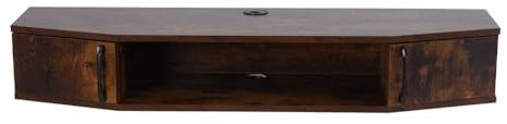 Warmiehomy Wall TV Unit Wall Mounted TV Unit with Router and Cable Holes TV Media Units with Storage Floating TV Stand Cabinet for Living Room Bedroom 110x28.5x18cm