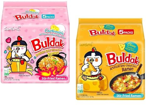 Burgenstern Samyang Ramen Set Bundle 5x Carbonara Hot Chicken Ramen, 5x Nudeln mit Cheese Ramen