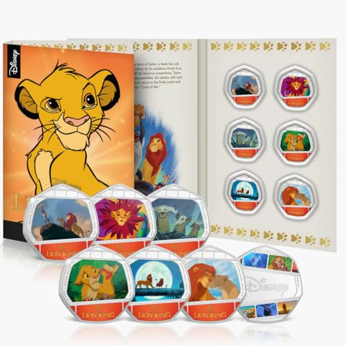 FANTASY CLUB Momentos Rey León Set de 6 Monedas Coleccionables de El Rey León de Disney – Edición Limitada con Momentos Icónicos en Color Full HD​