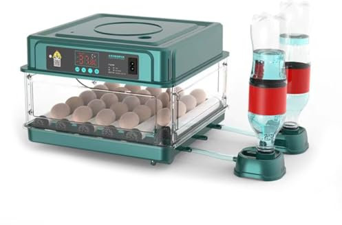 Brutautomat Vollautomatisch,Inkubator für 10-36 Eier mit Automatischem Wenden der Eier und Automatischer Befeuchtung,Brutkasten mit Feuchtigkeitsanzeige für Hühner,Enten,Gänse und Wachteln (24 Eier)