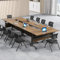 Großer klappbarer Konferenztisch Business Holz Meeting Schreibtisch mit starkem Metallrahmen Klappdeckel Design für Büro ideal für 6 Personen Langlebig & Platzsparend
