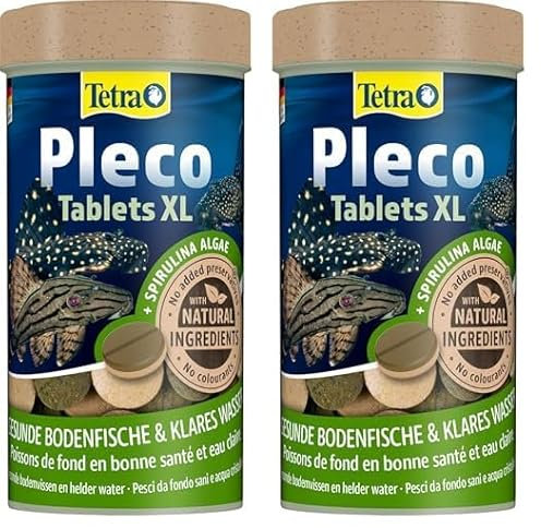 Tetra Pleco XL Tablets – Nährstoffreiches Fischfutter für alle größeren pflanzenfressenden Bodenfische mit unterständigem Maul, 133 Tabletten Dose (Packung mit 2)