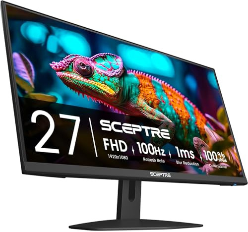 Cetro New 27 Pulgadas Gaming Monitor 100 Hz 1 ms DisplayPort HDMI x2 100% sRGB AMD FreeSync Build-in Speakers, Eye Care Frameless Machine Black 2026 (E275W-FW100T Series)
