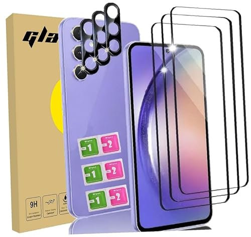 Compatible avec Samsung galaxy A35 5g – Lot 3+3 protections incluant verre trempé transparent + protection d’objectifs caméra