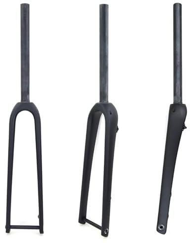 TOTLAC Fourche Rigide pour vélos de Route Gravel, entièrement en Fibre de Carbone 700C, Fourche Avant à Tube Droit/Conique de 1-1/8, axe traversant, Frein à Disque 12 x 100 mm (Droit).