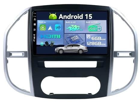 SXAUTO Android 16 [Built-in 4G LTE & DAB] - 6G+128G - Autoradio für Benz Vito 3 W447 (2014-2020) - Dual Band WiFi - CarPlay Android Auto - LED Kamera + MIC - DSP SWC - QLED 10.1 Zoll 2 Din 8-Core