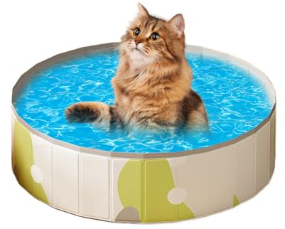 manhegari Klappbarer Pool | Katzen Schwimmbecken,PVC Hunde Pool Klappbar Tragbar rutschfest Für Katzen Hunde Outdoor Gartenaktivitäten