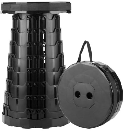 Generisch Tragbarer Teleskophocker, Höhenverstellbar 6,5-45 cm, Klapphocker, Kunststoff, rutschfest, 300 kg Belastbar, Platzsparend, für Haushalt, Küche, Bad, Camping