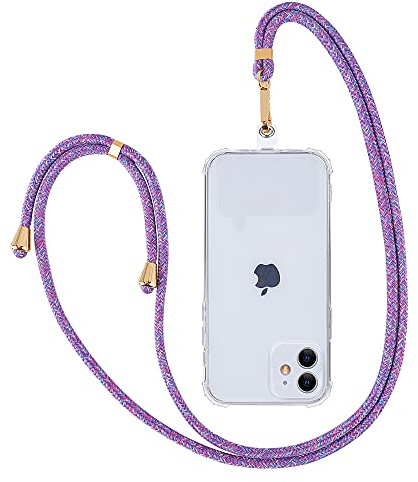 Fycyko Crossbody Phone Lanyard with Patch, Adjustable Nylon Neck Strap Necklace Universal Anti-Theft Phone Strap with Tether Tab Compatible with Most Smartphones and Cases