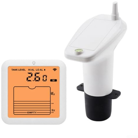 Drivstraw Digitaler Wasserstand für Wassertanks mit hintergrundbeleuchtetem Display, 0-4,75 m Reichweite, IP65 Funk-Messgerät für Außen & Garten, 100 m Übertragungsdistanz