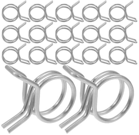MAGICLULU 50 Stück Edelstahl Schlauchschellen 9mm mit Doppelring Federklemme für Wasser und Kraftstoffleitungen Verstellbar Langlebig Bewässerungsschlauch Zubehör