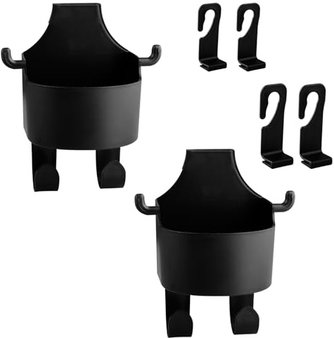 Hopzab 2PCS Car Seat Back Multi-Functional Cup Holder and Hook, Universal Fit ABS organiser, Essential Travel Accessory