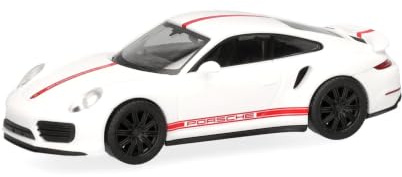 Herpa Modellauto Porsche 911 (991) Turbo, carraraweiß, Miniatur im Maßstab 1:87, Sammlerstück, Made in Germany, Modell aus Kunststoff