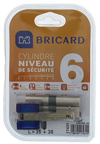 Bricard 17431 Cylindre de serrure double entrée Chifral S2 35+35 Nickelé