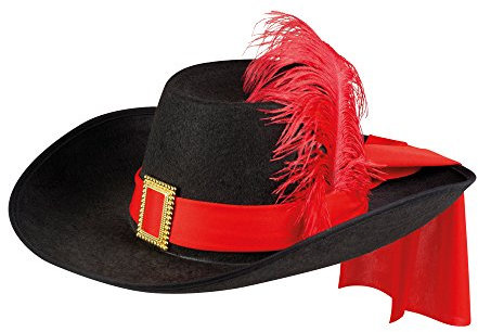 Party Discount NEU Hut Musketier Sébastien schwarz mit rotem Band