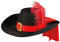 Party Discount NEU Hut Musketier Sébastien schwarz mit rotem Band