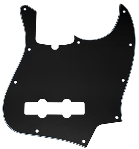 Musiclily Pro 10 Löcher J Bass Pickguard Schlagbrett 3 lagig Schwarz | für 4-Saiter American Jazz Bass