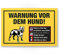 Komma Security Warnung vor dem Hund Schild mehrsprachig Hinweisschild wetterfest Hundeschild Gartentor Einfahrtstor die Haustür Türschild Abschreckung Warnschild Einbruchschutz
