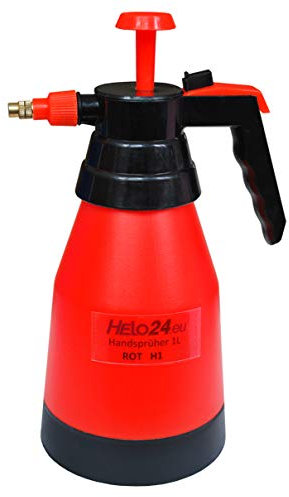 Helo 'H1' Drucksprüher mit 1 Liter Volumen und 1 Bar Pumpdruck, Garten Pumpsprüher Drucksprühflasche aus PE Kunststoff mit Verstellbarer Düse aus Messing und chemikalienbeständigen Dichtungen