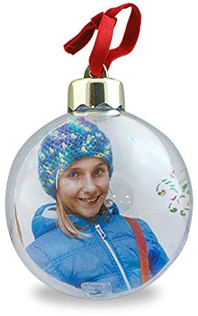 Foto-Christbaumkugel für 2 Fotos Größe Ø 80 mm Foto Geschenk Weihnachtsschmuck