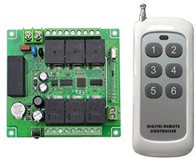 6 canali, 230 VAC, ricevitore radio, telecomando senza fili, telecomando senza fili, porta del garage, 10 A, 433 MHz, luce del motore, interruttore