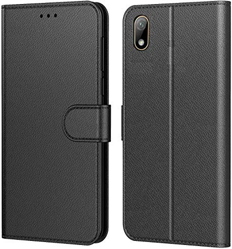 Tenphone Etui Coque pour Huawei Y5 2019, Protection Housse en Cuir Portefeuille Livre,[Emplacements Cartes],[Fonction Support],[Languette Magnétique] pour (Y5 2019 (5,7 Pouces), Noir)