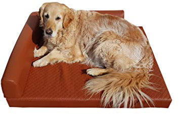 Natalia Spzoo Orthopädisches Hundebett Eckbett Ecke Hundematte luxuriös (M - 100 x 80 cm, Braun)