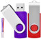 Clef USB 64 Go Lot de 2 Clé USB Cle USB 2.0 Mémoire Flash Drive Pivotantes avec Cordes Bon Cadeau pour Enfant Parents et Amis (64G, Rouge/Violet)