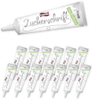 14x Zuckerschrift Tube weiß zum selber Verzieren wiederverschließbar, 24g