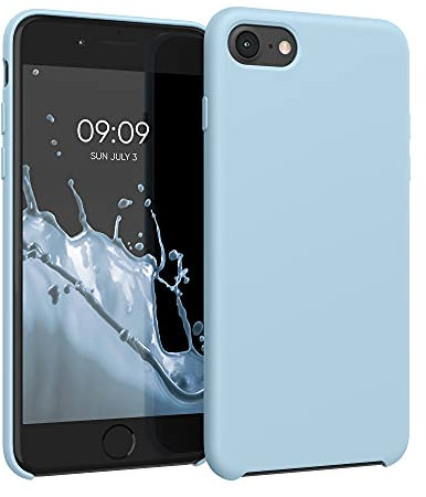 kwmobile Case Compatible with Apple iPhone SE (2022) / iPhone SE (2020) / iPhone 8 / iPhone 7 Case - TPU Silicone Phone Cover with Soft Finish - Pastel Blue