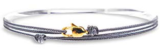 Made by Nami Dünnes Wickel-Fußband für Herren & Damen mit Karabiner-Haken Verschluss - Handmade Männer Fußkettchen - Surfer-Schmuck Herren-Schmuck - 100% Wasserfest & Verstellbar (Grau Gold)