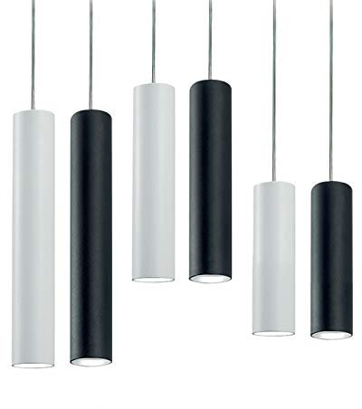 Pendelleuchte Zylinder H30 für die Decke, moderner Sockel GU10, Lampenschirm aus weiß lackiertem Metall Modern H30 cm Schwarz