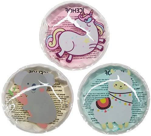 ICEHOF Kühlpads Kinder Set Tiere - Einhorn Koala-Bär Lama - Tiere Gel Kühlakku Kühl-Kompressen Kühlpack Kühlpad Külkissen Coolpack Prellung Schwellung Verbrennung