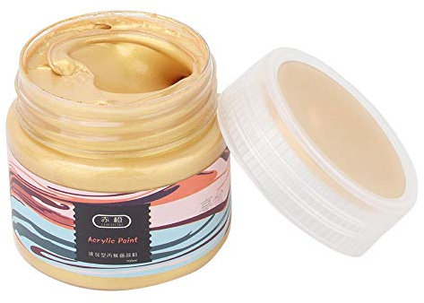100ml Metallic Acrylic Paint, Artist Painting Pigment Art Craft Painting Drawing Paint for Canvas, Wood, Fabric, Leather, Cardboard, Paper Crafts(Bright Gold)