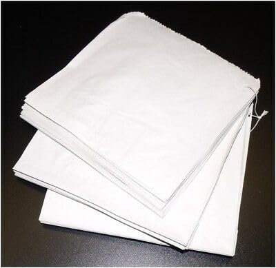 100 7 x 7 White Strung Paper Bags | Premium Quality UK Made Sulphite Paper Bags | Kitchen Food Sandwich Fruit Veg Storage Grocery Shop