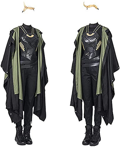Yanny Sylvie Loki Kostüm Lady Loki Cosplay Outfit Kapuze Umhang für Frauen Hörner Crown Enchantress Halloween Anzüge (3XL, Loki-Erwachsene)