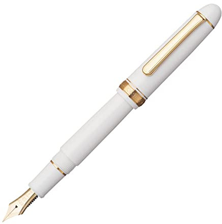 PLATINUM Japanischer Füllfederhalter #3776 Century gold trim Chenonceau White EF/Weiß/ 0,24-0,28 mm/Handgefertigt/Feder aus 14-Karätigem Gold/mit Geschenkbox/Füllhalter