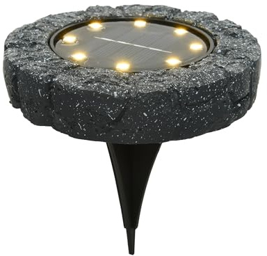 Solar Bodenleuchte für außen 11cm Polyresin Dauerbetrieb 6h warmweiß - LED Solarleuchte Gartenleuchte Außenleuchte Solarstecker Bodenstrahler - Solarlampen & Gartenbeleuchtung