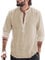 YAOBAOLE Hemd Herren Henley Shirt Hemden für Männer Langarm Sommerhemd Herren Freizeithemd Khaki XL