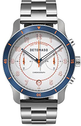 DeTomaso Venture Chronograph Limited Edition White Blue - Stainless Steel SIL