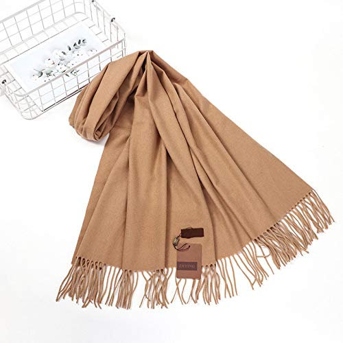 Bysonglezai Schals Damen Tücher Halstuch Scarf Mode Winter Schal Frau Weiß Kaschmirschal Lang Dick Warm Einfarbig Schal Herbst Und Winter Wollschal OneSize Khaki