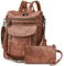 Shrrie Leather Backpack Fashion Backpack Purse Designer Small Travel Backpack Convertible Shoulder Bag with Wristlet for Work College