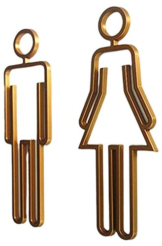 JISADER WC-Schild für Männer und Frauen, Waschraum, Badezimmer, Dekoration, Anzeigetafel, selbstklebendes Figuren-Set, Klo-Aufkleber, Toilettensymbol, Schild, Gold